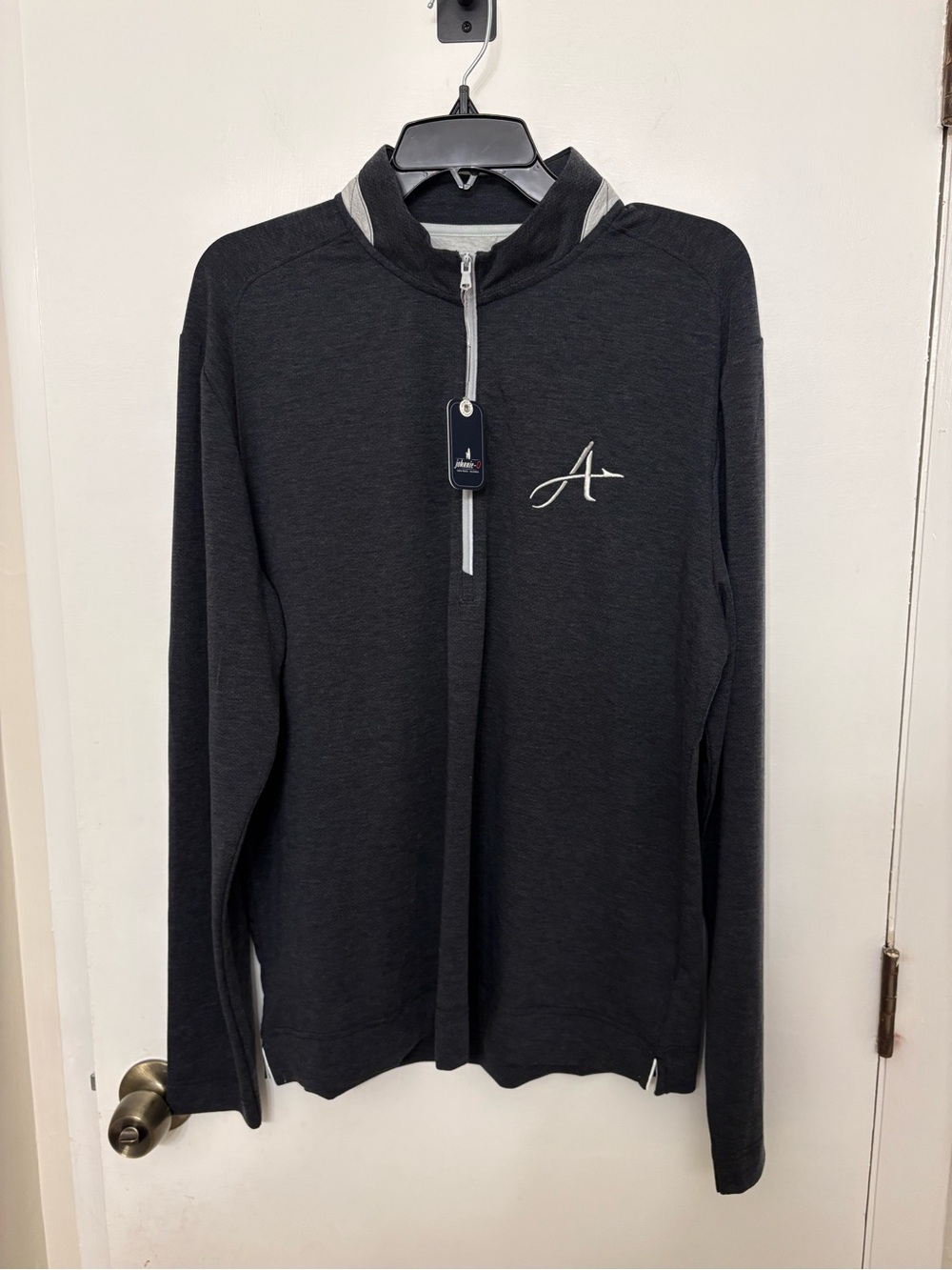 NWT johnnie-O Brewer Performance 1/4 Zip Pullover L Heather Black $128